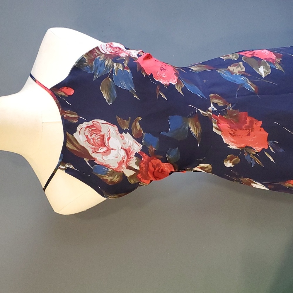 HP💕💕Lulu's  adventure seekers blue red floral maxi dress size M - Picture 3 of 14